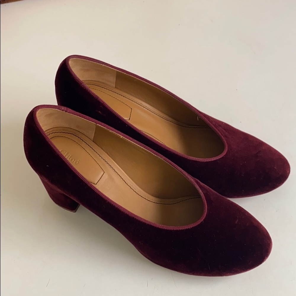 Chloe Deep Red Velvet Pumps